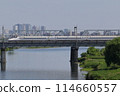 Shinkansen crossing the Tamagawa River 114660557