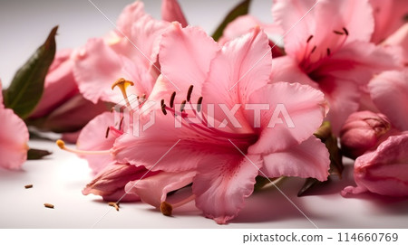 Group flower of pink Hibiscus rosa-sinensis or shoeblack plant laying isolated on white background. Group flower of pink Hibiscus rosa-sinensis or shoeblack plant laying isolated on white background. 114660769