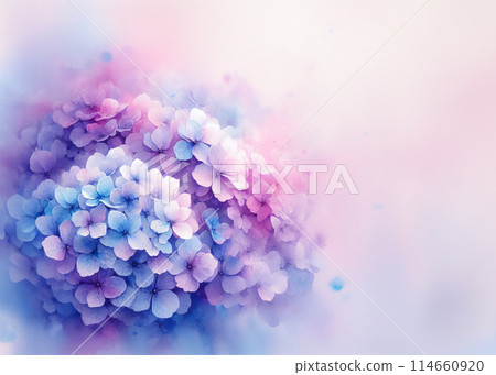 彩色水彩風格繡球花框架圖像：多種變化 114660920