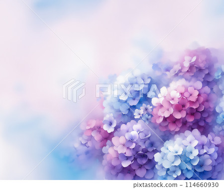 彩色水彩風格繡球花框架圖像:多種變化 彩色水彩風格繡球花框架圖像:多種變化 114660930