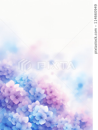 Colorful watercolor hydrangea frame images: Many variations 114660949
