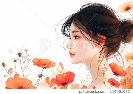 亞洲女人美麗插畫 114661025