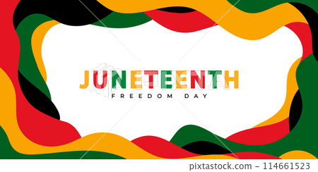 Juneteenth Freedom Day banner. June 19. Abstract template for banner, poster, cover, greeting card, and background. Abstract Vector Illustration 114661523