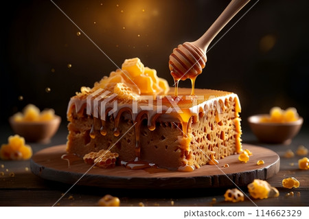 honey cake with honey, glazed honey cake with honey, glazed 114662329