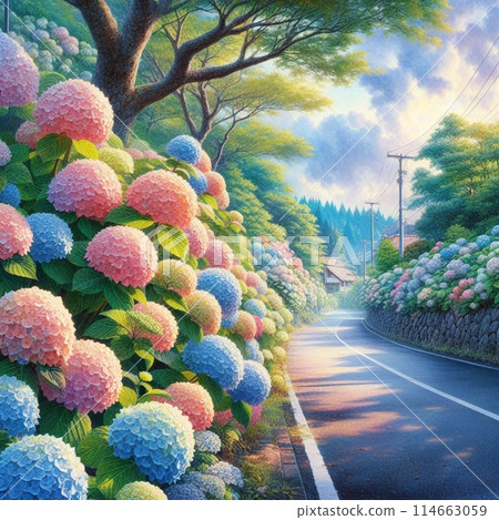 沿路開花的八仙花屬 沿路開花的八仙花屬 114663059