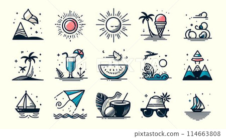 Cute and simple summer illustration set 114663808