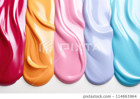 Set of multicolored smears of nail polish isolated on white background, colorful cosmetic for nail 114663964