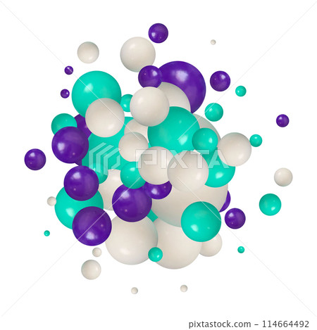 Shiny balls with different size on simple gradient background. Glossy bubbles in empty space. Abstract composition with chaotic floating spheres. 3d rendering. eps 10 Shiny balls with different size on simple gradient background. Glossy bubbles in empty space. Abstract composition with chaotic floating spheres. 3d rendering. eps 10 114664492