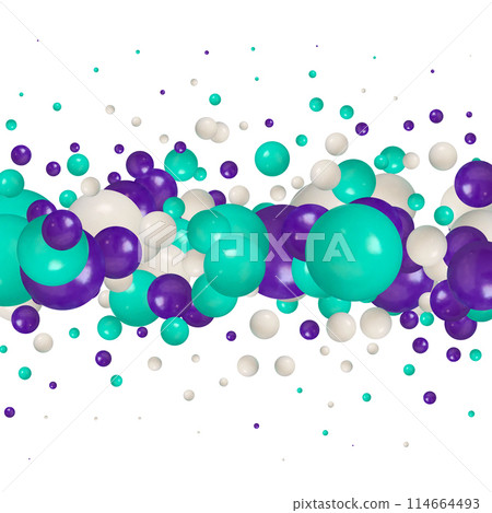 Bright color splash. Yellow, blue, green balls of different sizes, randomly placed. eps 10 114664493
