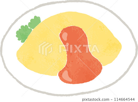 番茄醬煎蛋飯的手繪風格插圖 番茄醬煎蛋飯的手繪風格插圖 114664544