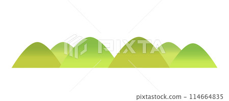 簡單清新的綠山風景插畫白色背景下分離的平面向量素材 簡單清新的綠山風景插畫白色背景下分離的平面向量素材 114664835