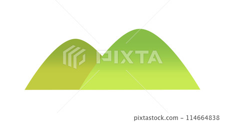 簡單清新的綠山風景插畫白色背景下分離的平面向量素材 簡單清新的綠山風景插畫白色背景下分離的平面向量素材 114664838