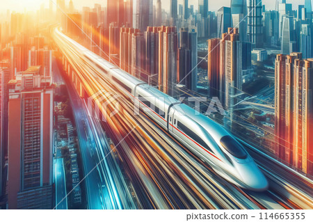 futuristic city at night futuristic city at night 114665355