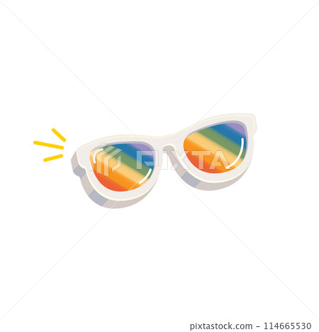 pride month sunglasses retro groovy hippie style with pride rainbow lens and white frame isolated on transparent background. Retro vintage Pride month, LGBT and LGBTQ sunglasses icon, sticker, poster pride month sunglasses retro groovy hippie style with pride rainbow lens and white frame isolated on transparent background. Retro vintage Pride month, LGBT and LGBTQ sunglasses icon, sticker, poster 114665530