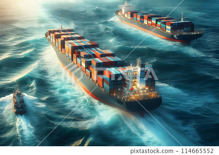 cargo ship in the sea cargo ship in the sea 114665552