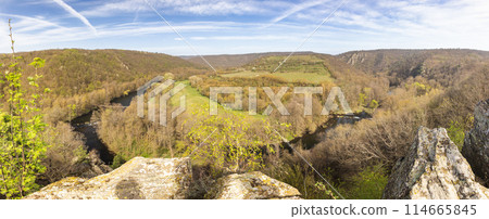 Panoramic view from Lookout of Nine Mills in Podyji National Park 114665845