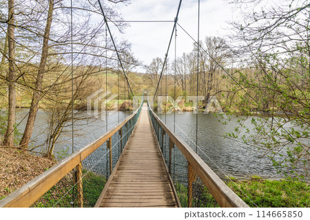 The Lipinska footbridge above Dyje River in Podyji National Park 114665850