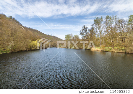 Dyje River in Podyji National Park near Znojmo town. 114665853