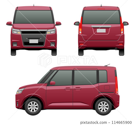 Illustration of a car seen from three directions (compact height wagon) 114665900