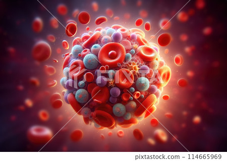 red blood cells in vein or artery, illustration red blood cells in vein or artery, illustration 114665969