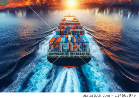 container ship in import export and business with sea 114665979