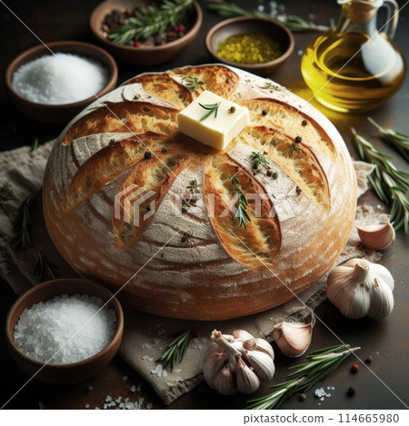 baked salmon fillet baked in puff pastry 114665980