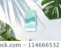 Stylish smartphone wallpaper with minimalist waves design, basking in natural sunlight 114666532