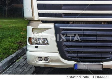 Close-up detail picture of front part of a truck 114666650