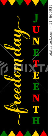 Juneteenth vertical sign. African American holiday Freedom Day on June 19. Vector template for typography poster, banner, etc. 114666933