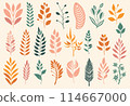 Set of abstract colorful tropical leaves. Vector design elements in flat style. Tropical palm leaves, jungle leaves, botanical vector illustration, collection isolated on white background. Set of abstract colorful tropical leaves. Vector design elements in flat style. Tropical palm leaves, jungle leaves, botanical vector illustration, collection isolated on white background. 114667000