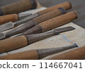 Well-used carpenter's tools 114667041