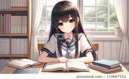 美麗的女孩在學習 114667352