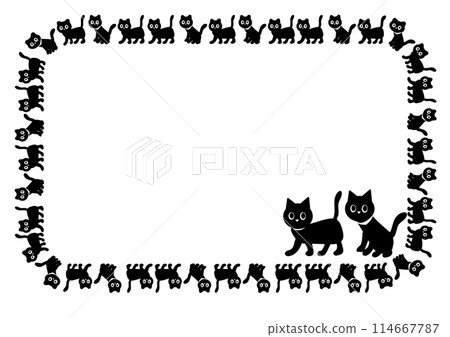 Black cat illustration frame message card 114667787