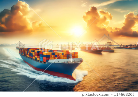 container ship in import and export business container ship in import and export business 114668205