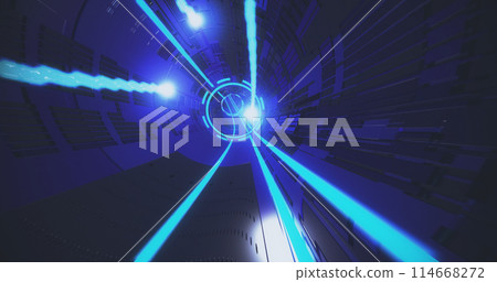 Futuristic neon tunnel. 3D render 114668272