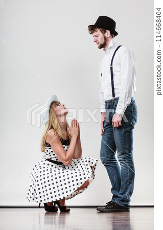 Girlriend trying to convince boyfriend. 114668404