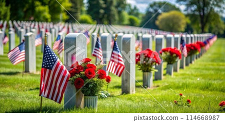 american flag on green grass 114668987