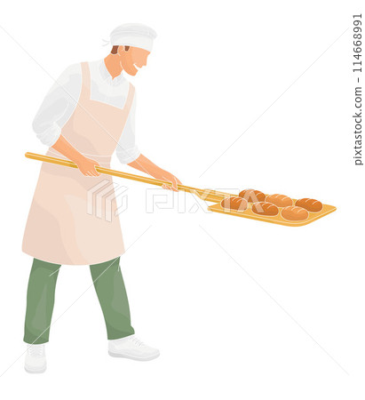 baker with bread shovel male  character 114668991