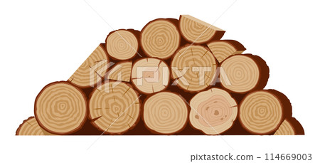 Wooden logs. Firewood stacked in pile, wooden bonfire logs flat vector illustration. Cartoon firewood pile Wooden logs. Firewood stacked in pile, wooden bonfire logs flat vector illustration. Cartoon firewood pile 114669003