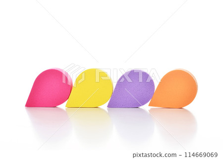 Colorful cosmetic makeup applicator sponge set isolated on white background 114669069