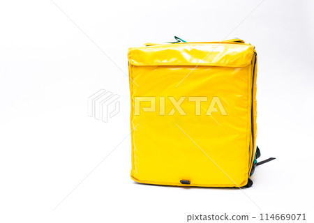Yellow heat bag isolated on white background. For transporting food. Delivery service 114669071