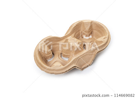 Craft holder for 2 glasses. Cardboard drink holder isolated on white background Craft holder for 2 glasses. Cardboard drink holder isolated on white background 114669082