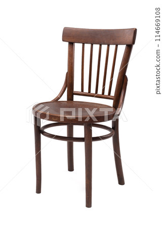 wooden chair with a back on a white background wooden chair with a back on a white background 114669108