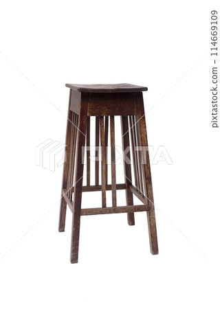 wooden stool on a white background. chair isolate wooden stool on a white background. chair isolate 114669109