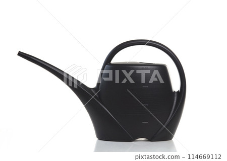 Black watering can for garden isolated on white background 114669112