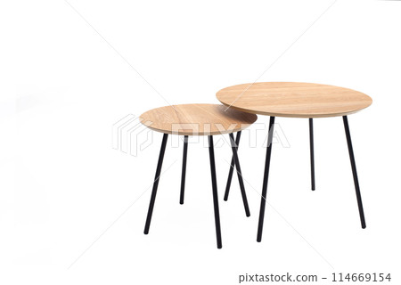 Set of retro wooden coffee table on white background ,included clipping path Set of retro wooden coffee table on white background ,included clipping path 114669154