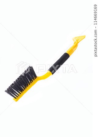 Yellow car brush isolated on white background Yellow car brush isolated on white background 114669169