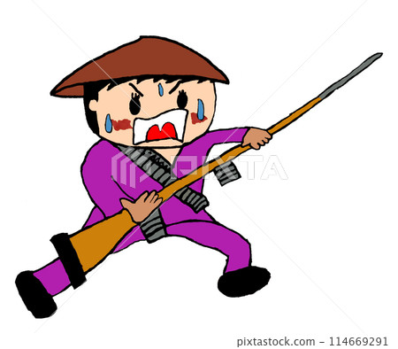 Guerrilla soldiers charging on the battlefield Guerrilla soldiers charging on the battlefield 114669291