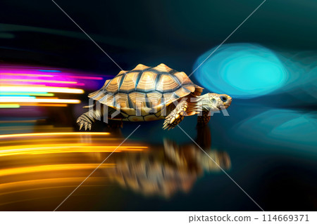 A turtle that fast runs in blur background .generative AI 114669371