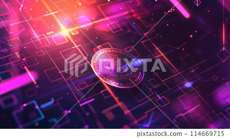 Digital currency Bitcoin on technology background. Modern virtual currency. Revolutionary digital crypto coins. Future money. Generative AI Digital currency Bitcoin on technology background. Modern virtual currency. Revolutionary digital crypto coins. Future money. Generative AI 114669715